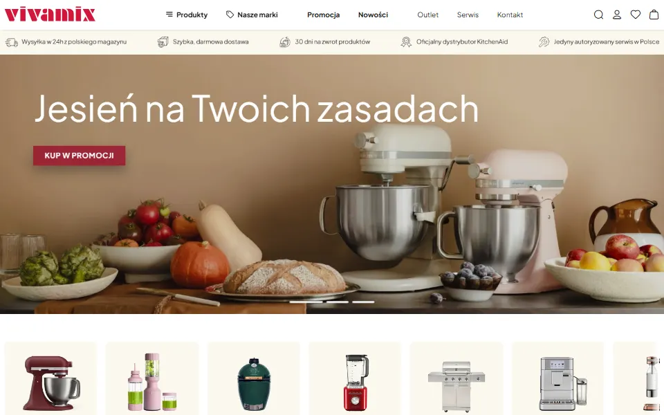 Sklep Vivamix, oficjalny sklep KitchenAid w Polsce, zbudowany na GOshop